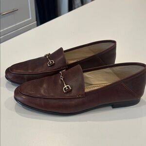 Sam Edelman Brown Leather Loafers with Gold Buckle